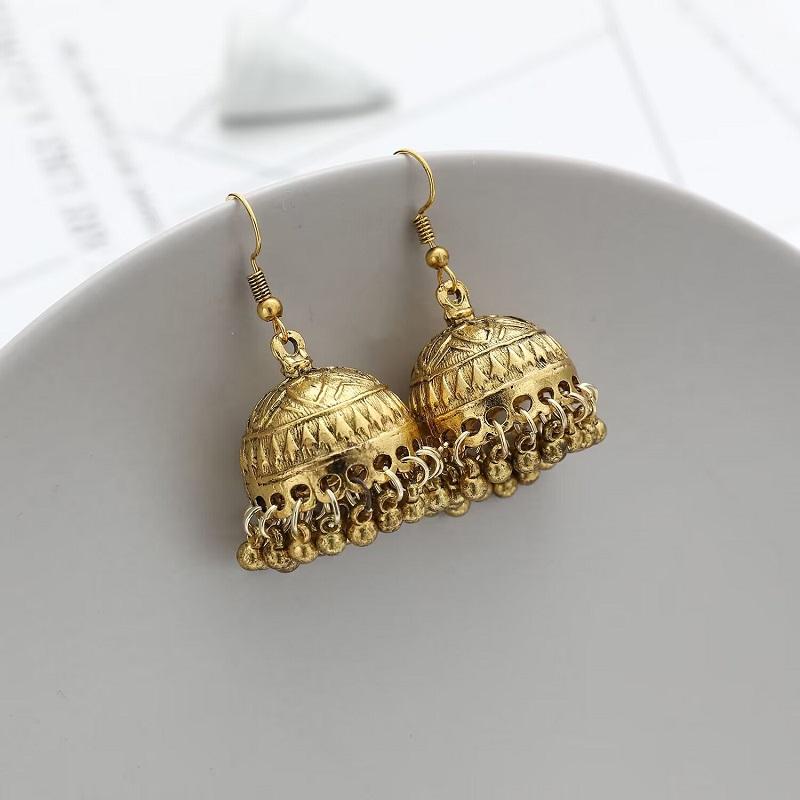 Boho Afghan Ethnic Drop Earrings For Women Pendient Gold Color Gyspy Silver Color Bell Ladies Indian Earring