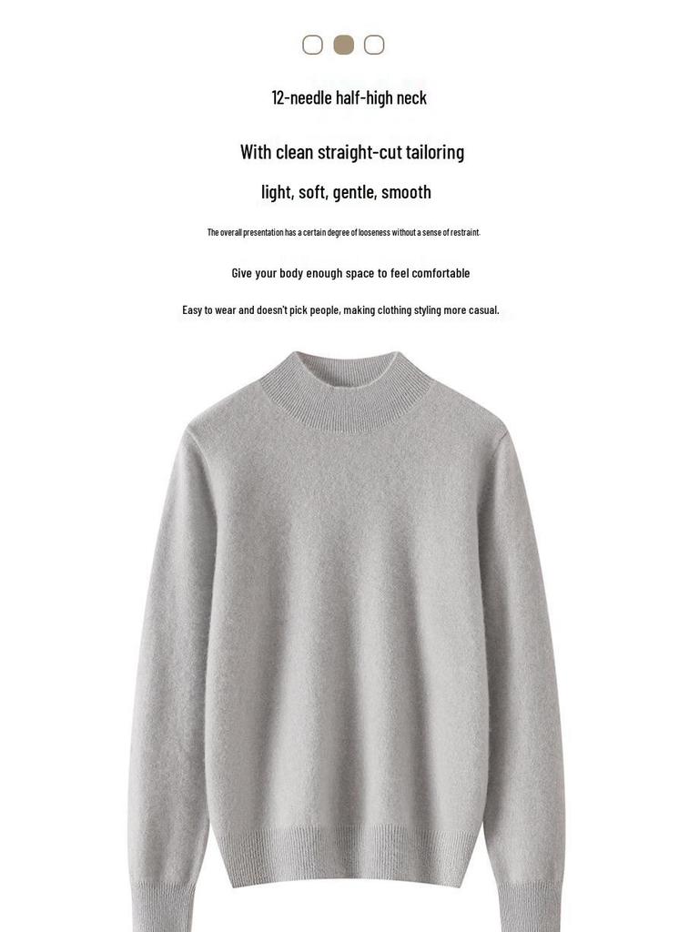 Women's Solid Color Cashmere Turtleneck Sweater - Autumn/Winter Base Layer Pullover