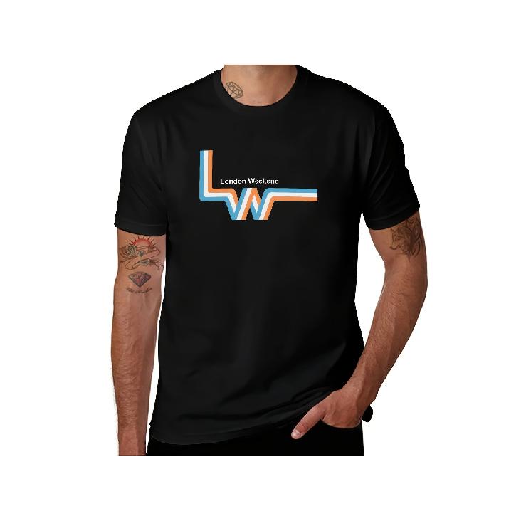 LWT London Weekend Television Vintage Logo T-Shirt for Men - Cotton Retro TV Branding Tee with Iconic LWT Logo Print, Casual Round Neck All-Season S чёрный