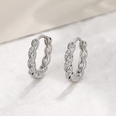 Orecchini a cerchio Flash Diamond, Dolce Temperamento, Design Minimalista di Nicchia, Fibbia per orecchio a spirale creativa irregolare