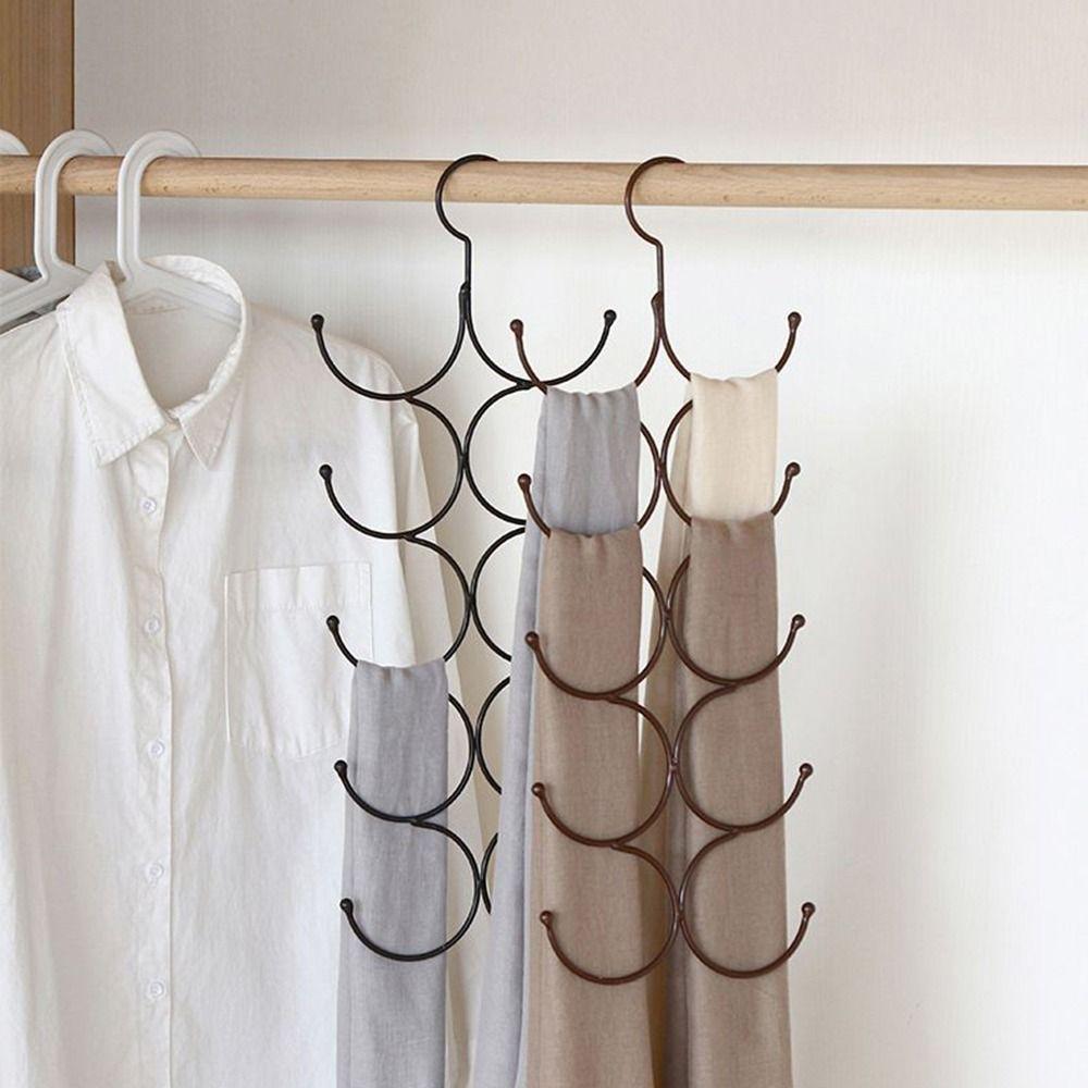 2Pcs Large Capacity Belt Scarf Storage Hanger Metal Scarf Tie Rack Belt Rack  Closet Organization