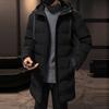 Outono inverno jaqueta masculina algodão acolchoado com capuz manga longa cordão blusão de comprimento médio para uso diário