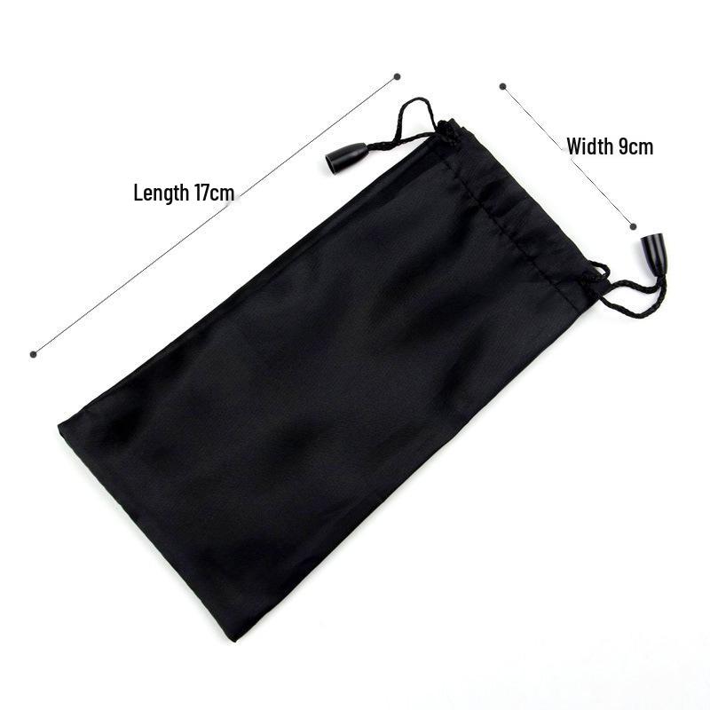 Black Fiber Drawstring Eyeglass Pouch - Standard Style Dustproof Storage Bag