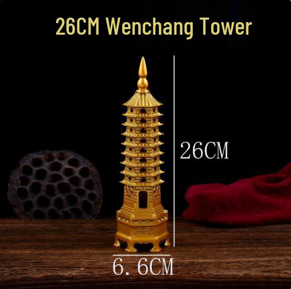 Nine-Story Wenchang Tower Copper Ornament - Chinese Brass Study & Office Décor