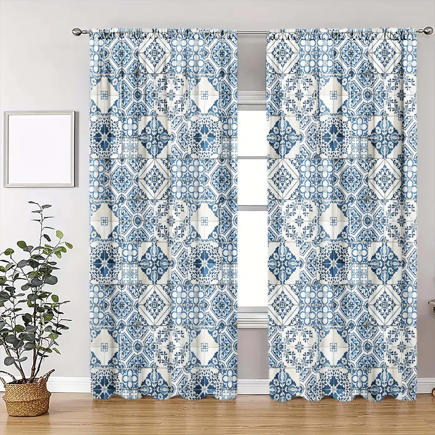 

Panels Ethnic Style Pattern Splicing Printed Curtains Shade Privacy Protection Suitable Decorating Various Rooms Curtain Polyester W100*H70(CM)-Rod Pocket&1PCS