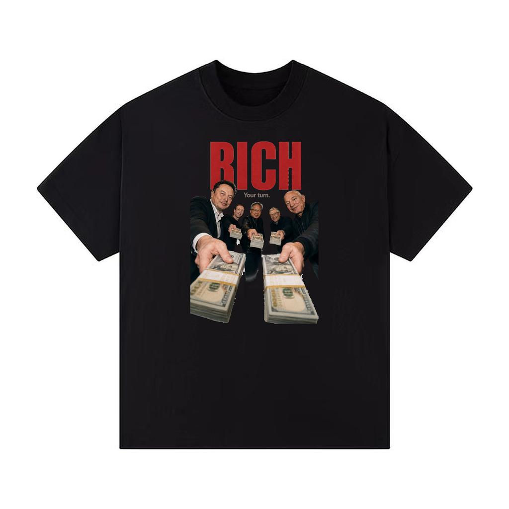 Tech Billionaires Cash Graphic Oversized Heavyweight TShirt
