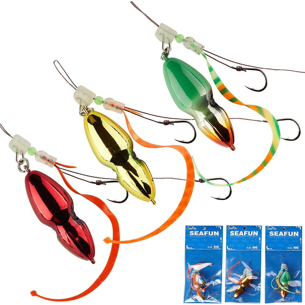 

SEAFUN Tairaba Lead Head Set of 3 60g 80g 100g Tairaba Red Seabream Bluefish Horse Mackerel Grouper Lead Peanut