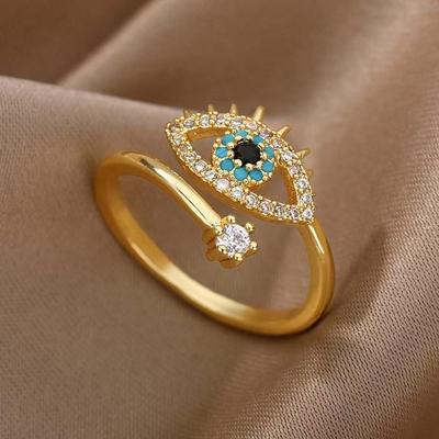 Exquisiter Europäisch-Amerikanischer Mode Dämonenauge Ring mit Diamant-Intarsien - Vielseitiges, Schlichtes Design