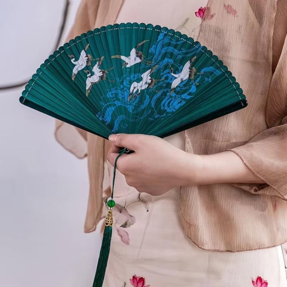 Chinese Style Women's Folding Fan Black Bamboo Fan Japanese Classical Folding Fan  Home Decoration