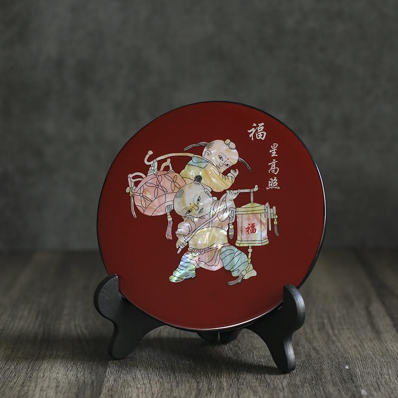 Yangzhou Intangible Cultural Heritage Lacquer Wooden Shell Inlay Ornament Chinese Traditional Culture Gift