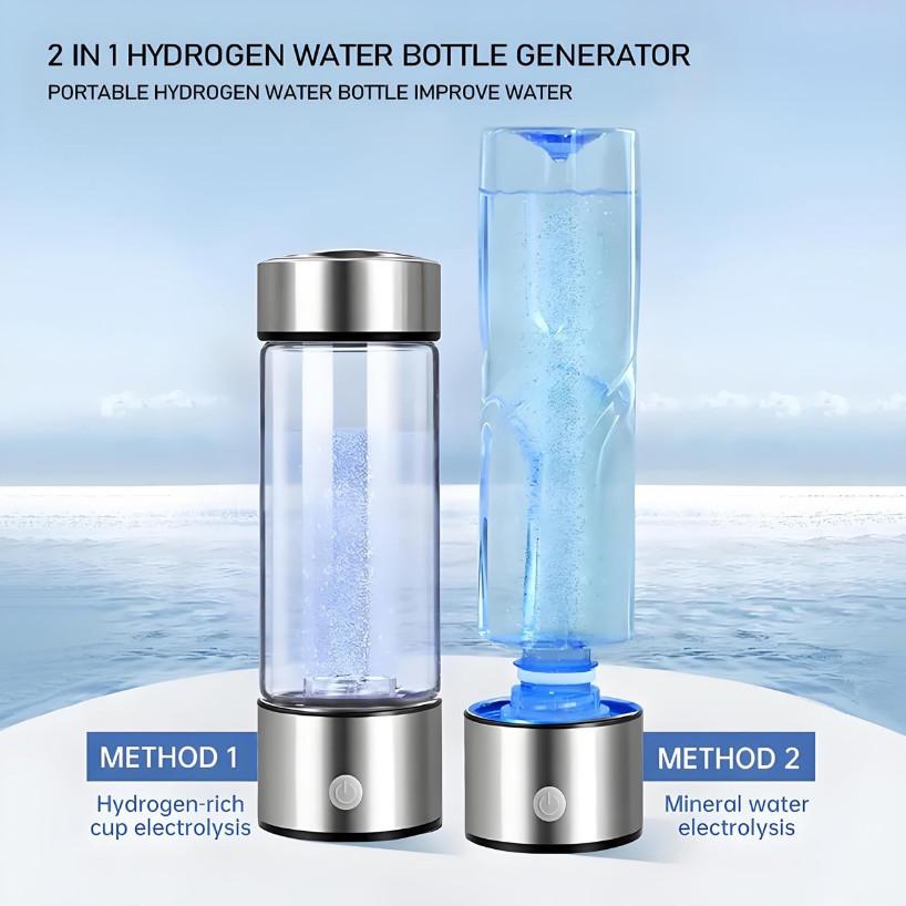

8032PPB 3 Min Hydrogen Water Generator Alkaline Maker Type-c Rechargeable Antioxidan Bottle Portable Hydrogen-Rich Water Cup 2 IN 1-Sliver