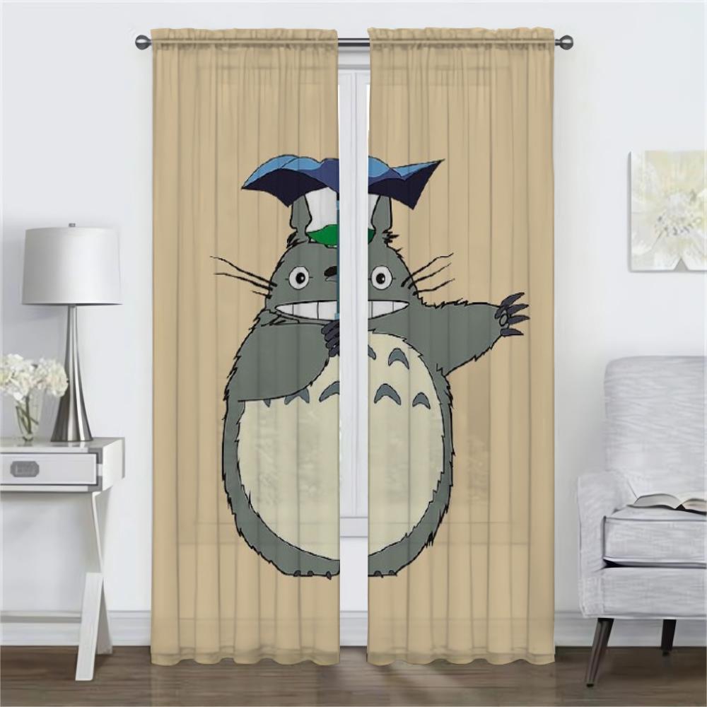 TotoroS Zasłona okienna do pokoju 2 panele Nowoczesne zasłony do salonu 2 sztuki Tiul do sypialni Dekoracja na Halloween Rolety Dziecko