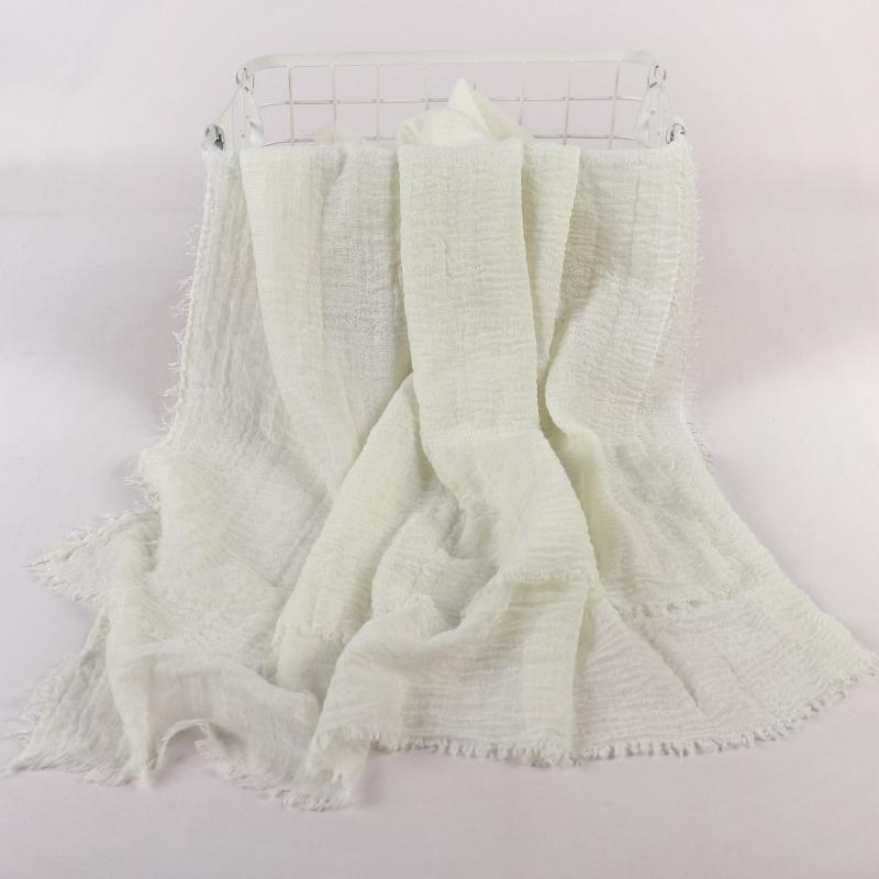 Ramadan Cotton Crinkle Headband Veil Scarves Women Solid Color  Head Wraps Long Scarves Turban Headband Muslim Fashion Headscarf