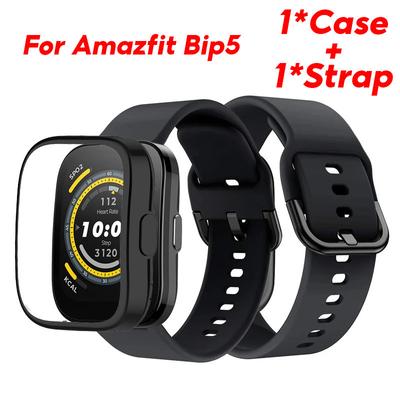 Correa de silicona + funda de TPU para reloj inteligente Amazfit Bip 5, accesorios de repuesto de pulsera de silicona, pulsera con correa de 22mm para Amazfit Bip5