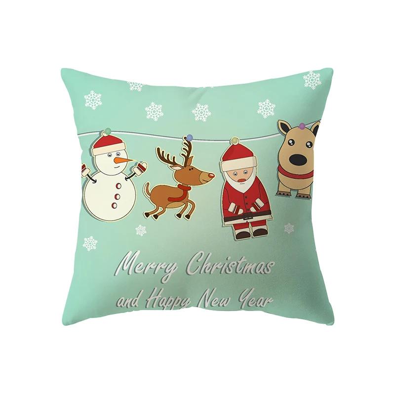 Merry Christmas Cute Santa Claus Print Pattern Cushion Cover Home Living Room Sofa Decoration Square Pillow