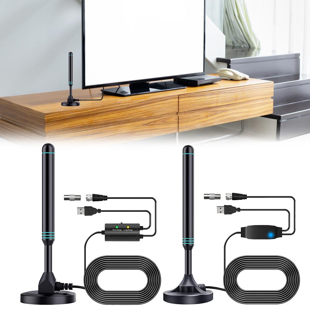 4K/1080P Portable HD TV Antenna Magnetic Base 480+ Miles Digital HD Aerial VHF UHF Amplified Digital Antenna for DVB-T2 TV HDTV