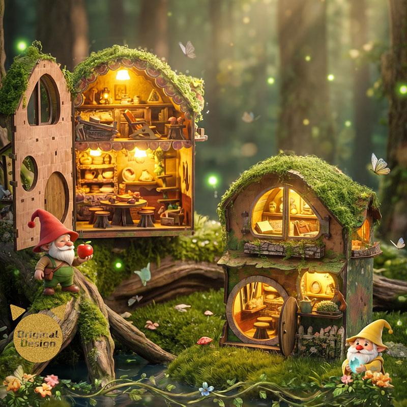 DIY Miniature Dollhouse Kit Handmade3D Wooden Puzzle Assembly Model Doll House with LED Home Decor for Friends Birthday Gifts