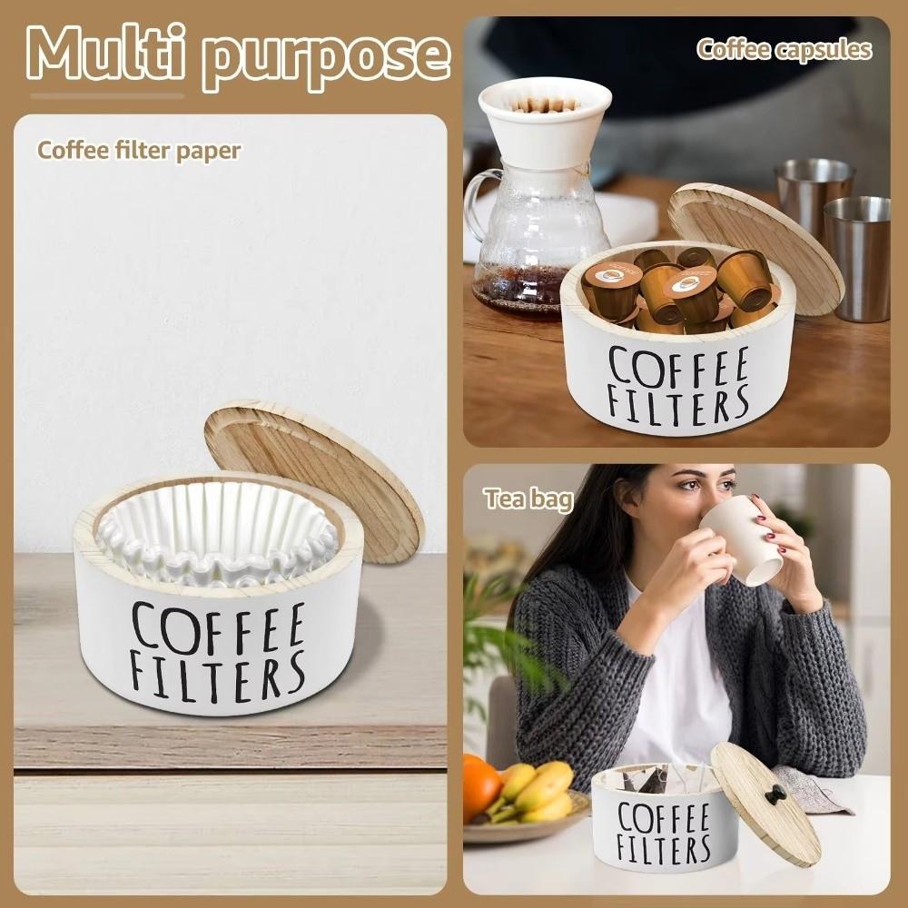 Dust-proof Coffee Filter Paper Storage Container Wooden Coffee Filter Organizer Camping