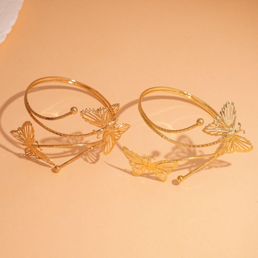 Adjustable Women Arm Bracelet Elegant Armlet Jewelry Trendy Metal Open Cuff Bangle  Summer