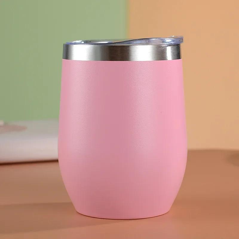 350ml Insulated Eggshell Shaped Water Cup Stainless Steel Wine Glass Double-layer Vacuum Travel U-shaped Red Wine Coffee Mugs