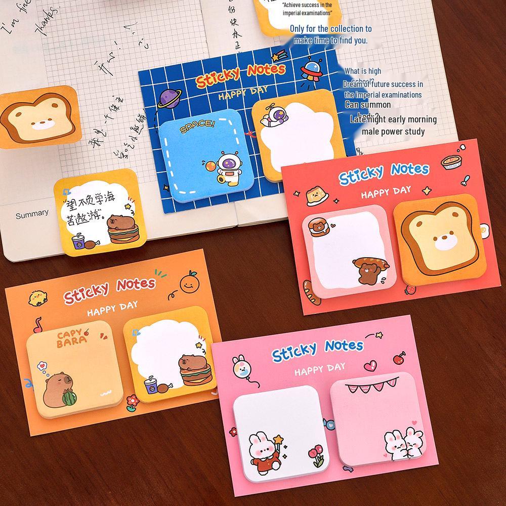 Creative Cute Capybara Sticky Notes - Tearable & Reusable for Students, High-Value Cartoon Stationery