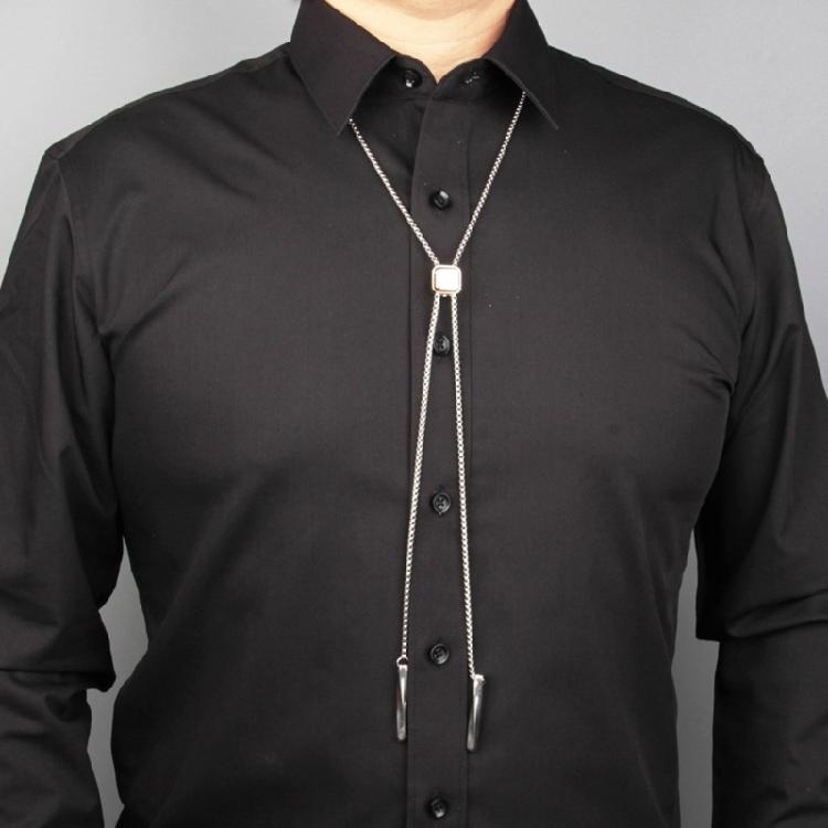 Cowboy Necktie Metal Cube Pendant Bolo Tie for Gentlemana Shirt Sweater Decors