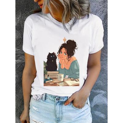 Women's Summer Short-sleeved Printed T-shirt, Stylish and Casual, Machine Washable Comfortable Version, 2D Flat Print,