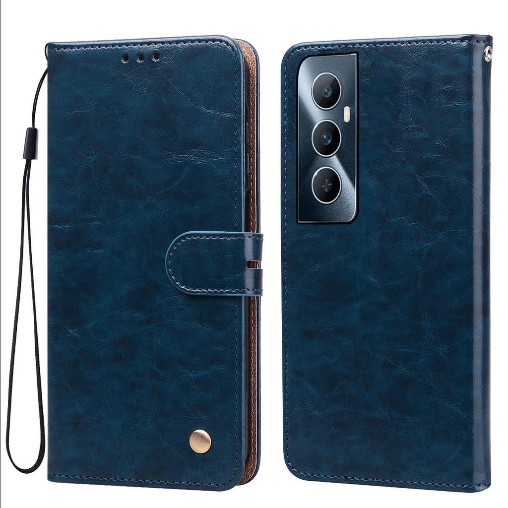 Vintage Crazy Horse Texture PU Leather Flip Wallet Phone Case for realme C65 4G Card Holder Kickstand Shockproof Protective Cover
