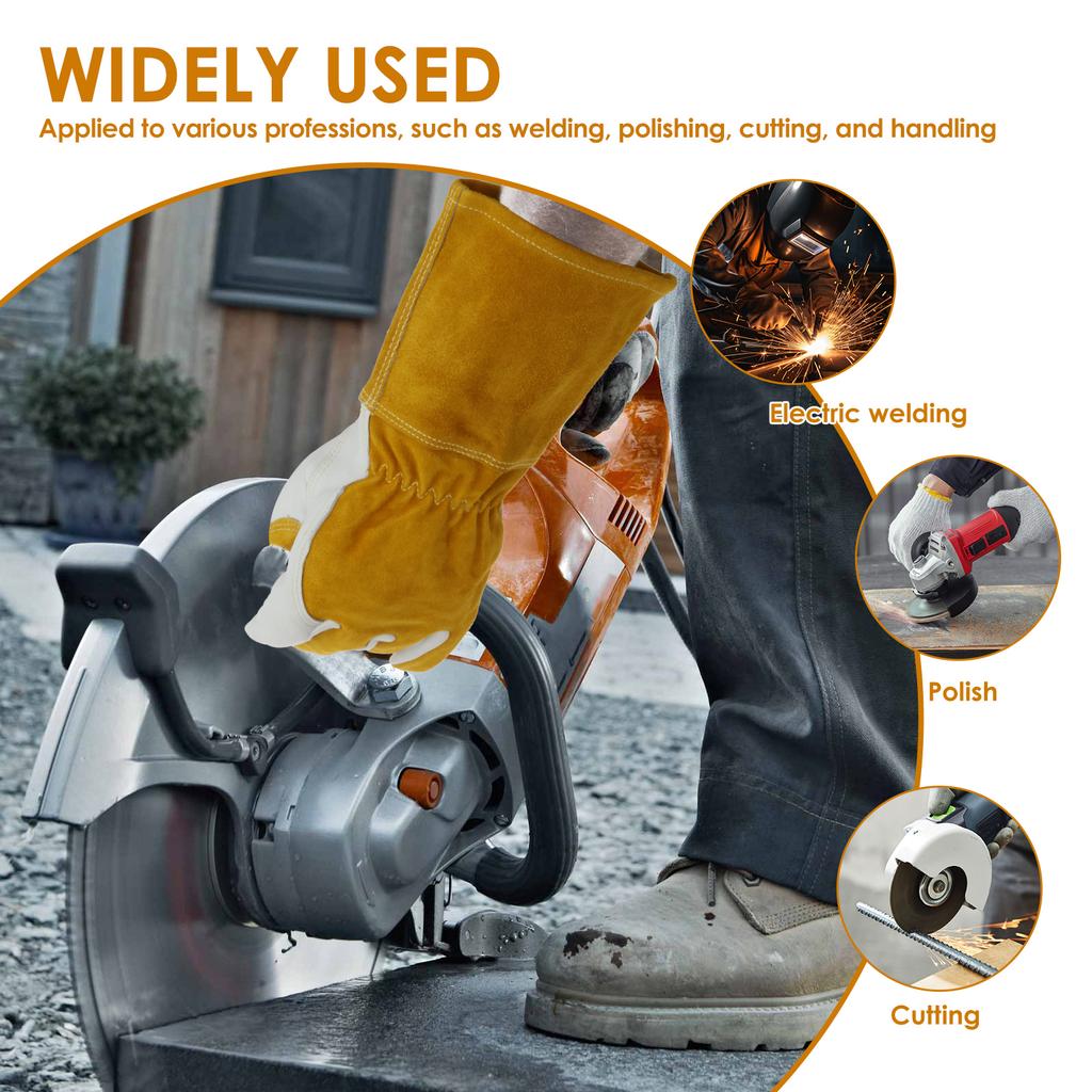 2 Pcs Welding Glove Goatskin Cutting Glove with Comfortable Lining Multifunctional New Heat Resistant Mitt for Welding Grinding