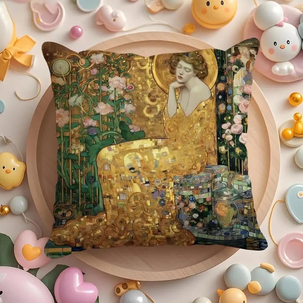 Vikama Bedroom Living Room Sofa Cushion Covers Oil Painting Style Printed Cushion Covers Short Pile Double Sided Print