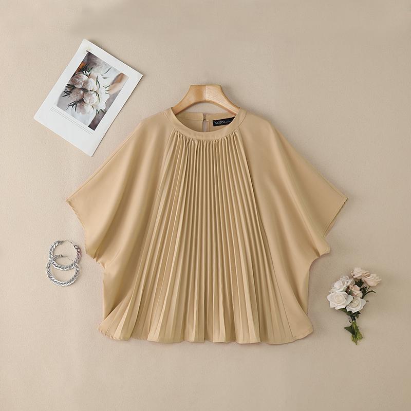 ZANZEA Women Elegant Round Neck Loose Casual Half Sleeve Blouse