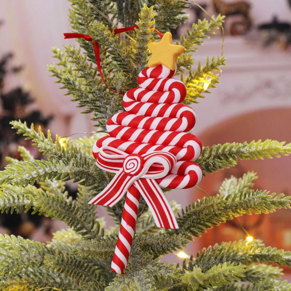 PVC Lollipop Christmas Tree Ornaments New Year Room Decor Christmas Hanging Pendant Happy New Year Home Table Decor Xmas Decor