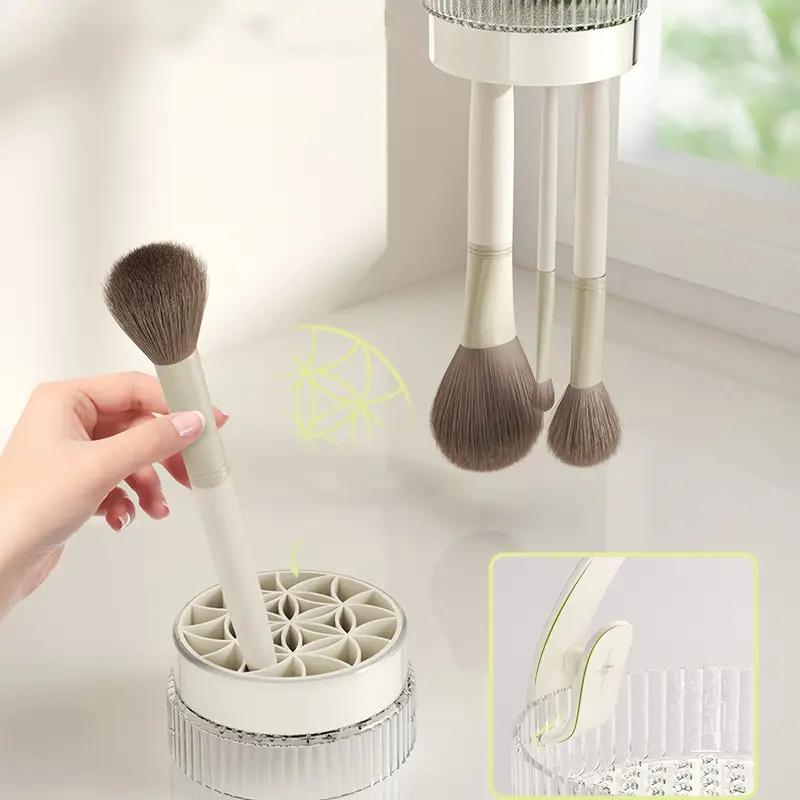 3 In 1 Rotating Makeup Brushes Storage Box Dustproof  Cosmetic Brush Cleaner and Organizer Washable Drying Makeup Tools Bucket