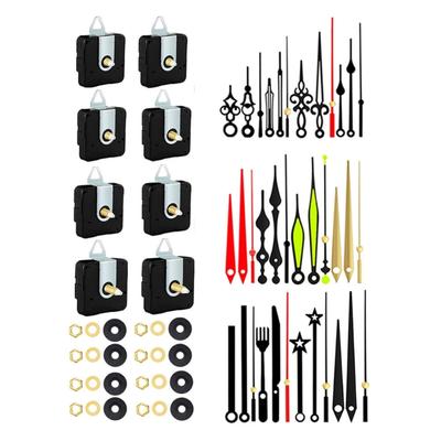 8 szt. Cichy mechanizm kwarcowy do zegara z 12 różnymi zestawami wskazówek do tworzenia zegara ściennego Długość wałka 13/18/24 mm