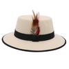 Internet Celebrity Feather Decoration Foreign Style Top Hat Dome Jazz Hat Men And Women Tibetan Felt Hat Imitation Wool Hat Ethnic Style
