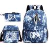 Set Zaino Scolastico Cristiano Ronaldo per Bambini Ragazzi Ragazze 15L Tessuto Oxford Borsa a Doppia Tracolla con Spallacci Imbottiti Traspiranti