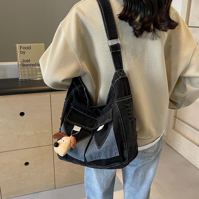 Джинсовая сумка Большая вместительная сумка Женская сумка через плечо Студенческая сумка — фото 15