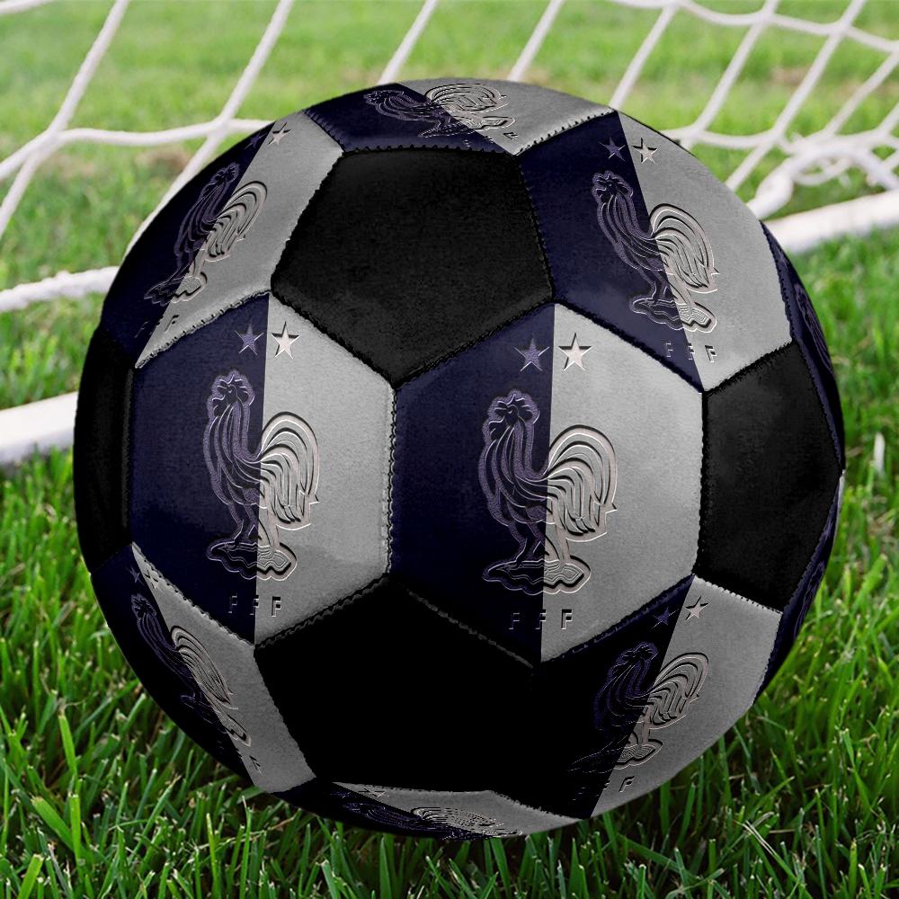 Pallone Calcio a 5 FFF Francia Colorato Cucito a Macchina PVC Misura 5 Pronto per Allenamento di Squadra Competizione Resistente Alta Rimbalzabilità Fantastico Regalo Sportivo