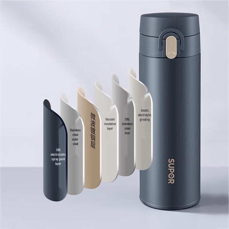 SUPOR 316L Stainless Steel One-Touch Insulated Tumbler