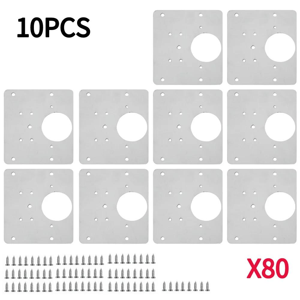 1-10Sets Stainless Steel Hinge Repair Plate Kits Cabinet Door Hinges Mounting Tool with Screw Flat Fixing Brackets Hardware Tool