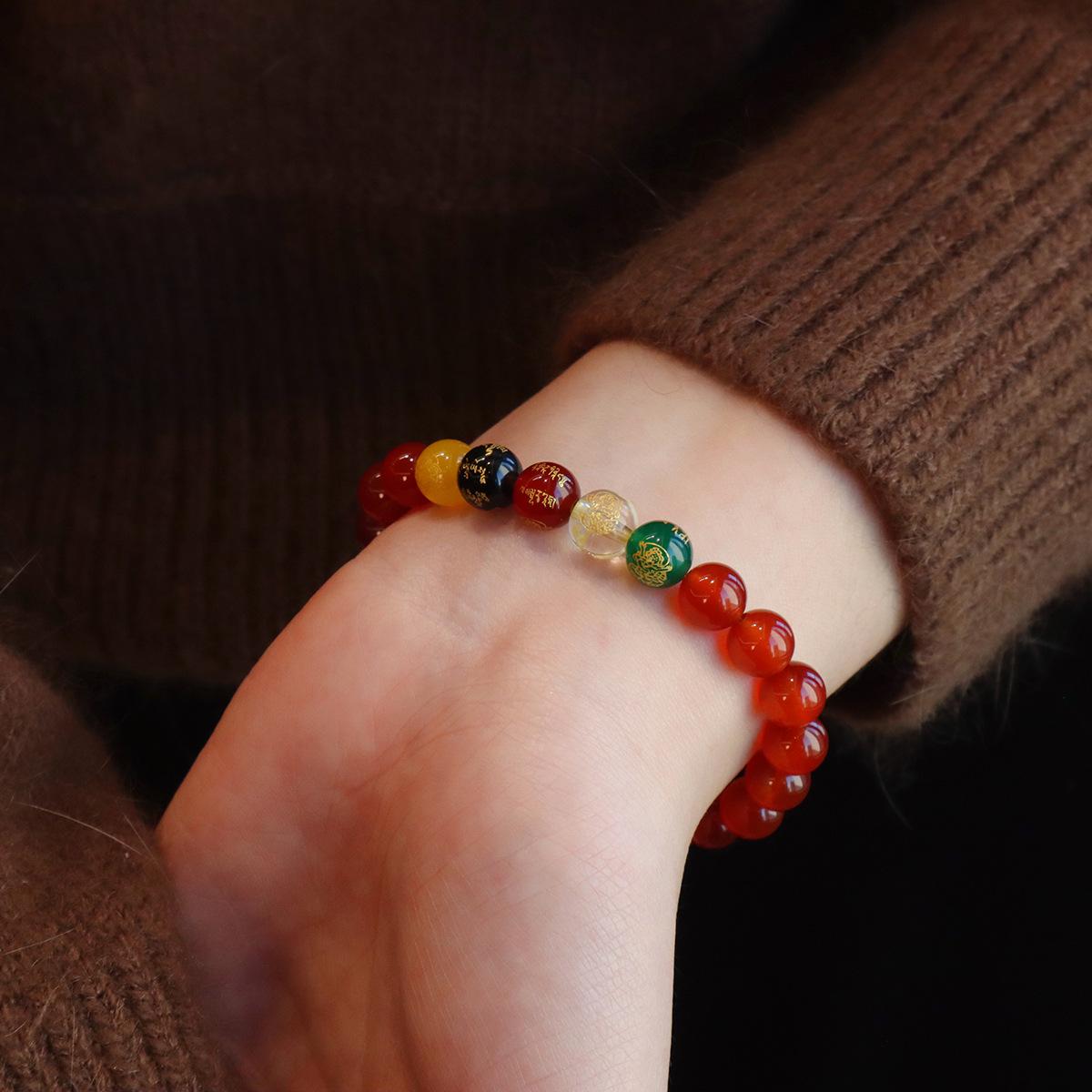 Natural black agate bracelet, red agate bracelet.fashion women daily jewelry gift