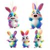 5 Pièces Pendentif Lapin Acrylique Mignon Lapin Arc-en-ciel Ornement Suspendu Portes Fenêtres Sacs Charme Rétroviseur de Voiture Décoration Pâques Printemps
