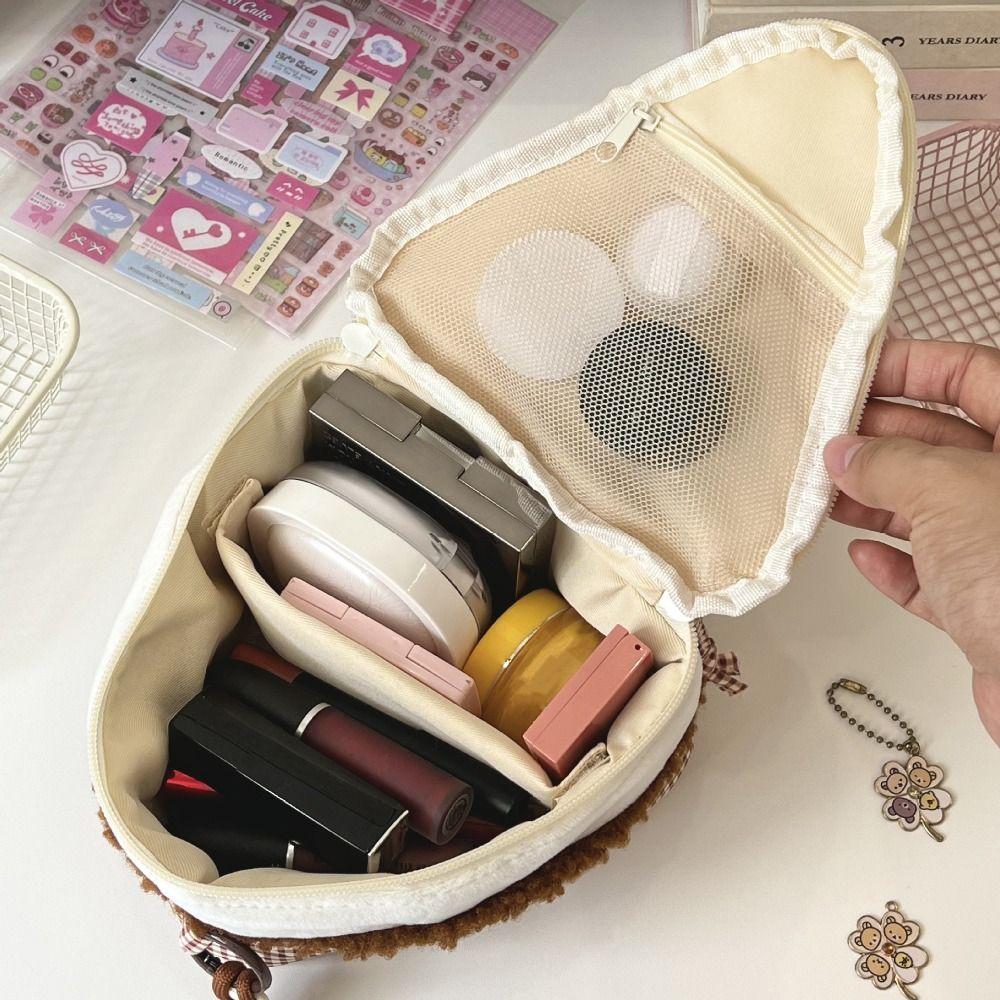 Multi-functional Cherry Makeup Bag Large-capacity Flip Design Cosmetic Pouch Triangular Cake Camera Bag Travel