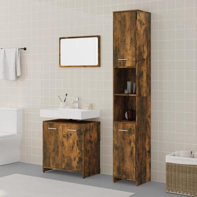 Vidaxl 3-Piece Bathroom Furniture Set, Smoked Oak