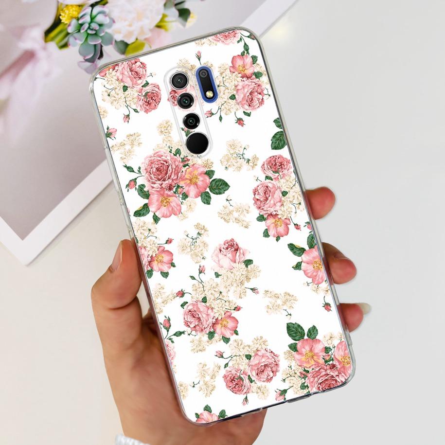 For Xiaomi Redmi 9 Case 6.53" Cover For Redmi 9 Flower Butterfly Transparent Silicone Soft Phone Covers For Redmi 9 Prime Bumper