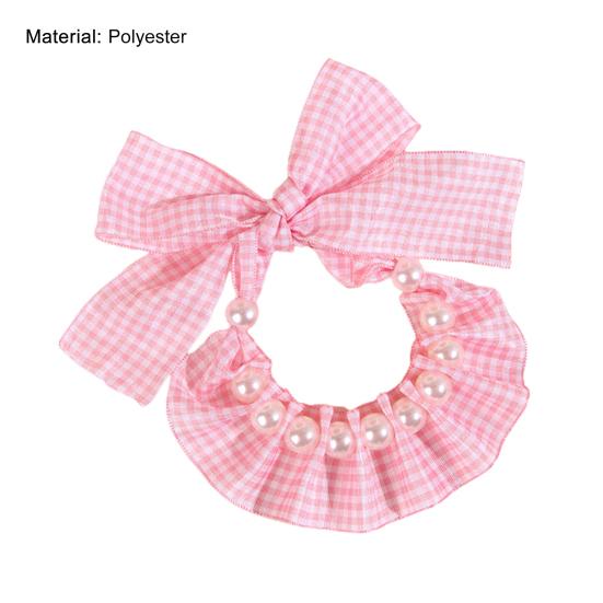Convenient Pet Collar Faux Pearl Decoration Polyester Layout Props Adjustable Pet Bib for Kitten