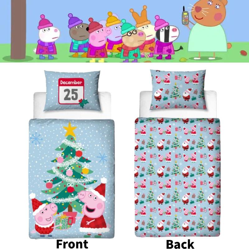 Peppa Pig Weihnachtliches Festdruck Bettwäscheset für Kinderzimmerdeko