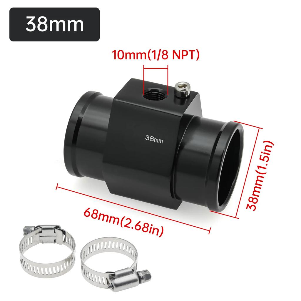 Water Temperature Sensor Adapter Pipe 28mm / 30mm / 32mm / 34mm / 36mm / 38mm / 40mm Gauge Radiator Hose Adapter Blue / Black