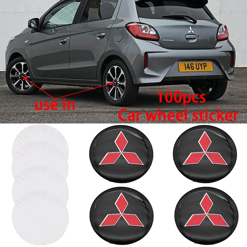 

100pcs 3D 54mm 56mm 60mm 65mm Mitsubishi Car Wheel emblem sticker Wheel Center Hub Cap auto Rim refit badge sticker accessories 56mm wheel sticker&100pcs Mitsubishi