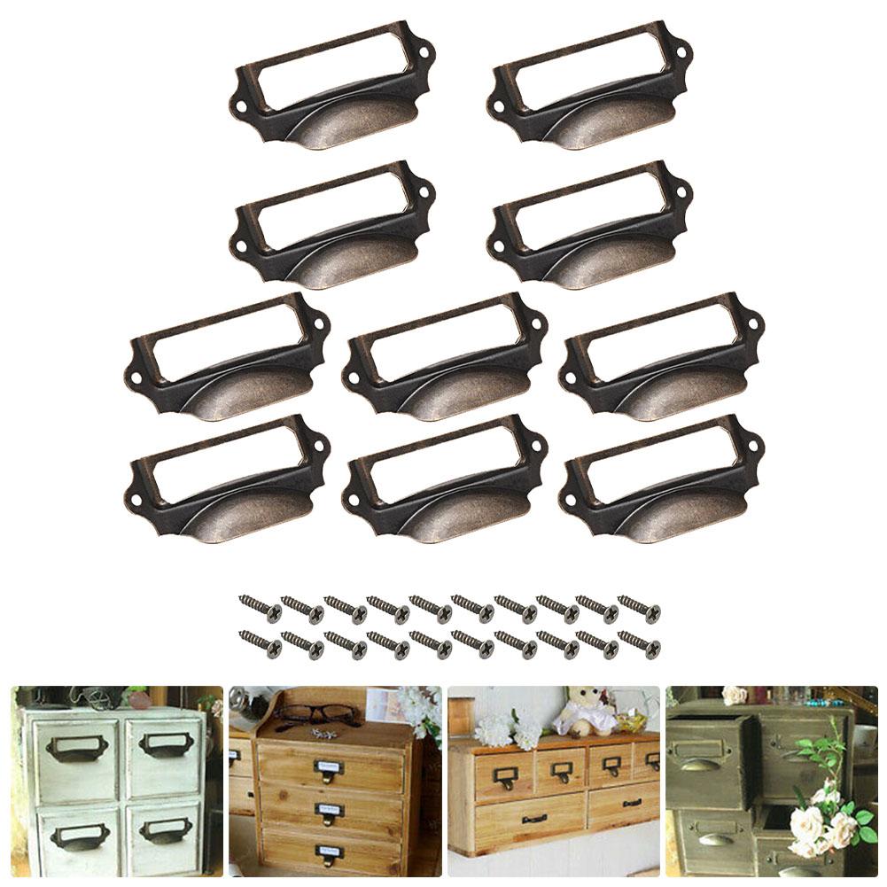 Label Pull Handle Frame Holder Iron Jewelry Box Retro
